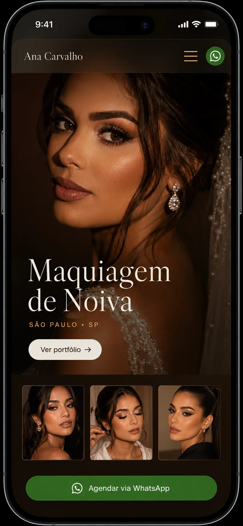 Exemplo de site para estúdio de beleza